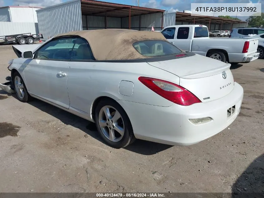 2008 Toyota Camry Solara Sle VIN: 4T1FA38P18U137992 Lot: 40124478