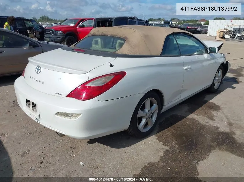 2008 Toyota Camry Solara Sle VIN: 4T1FA38P18U137992 Lot: 40124478