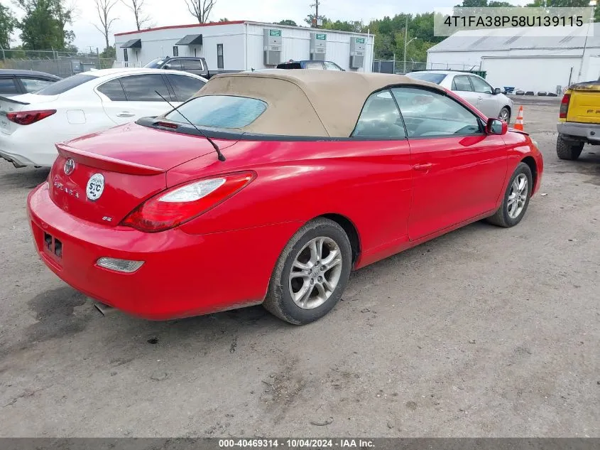 2008 Toyota Camry Solara Se VIN: 4T1FA38P58U139115 Lot: 40469314