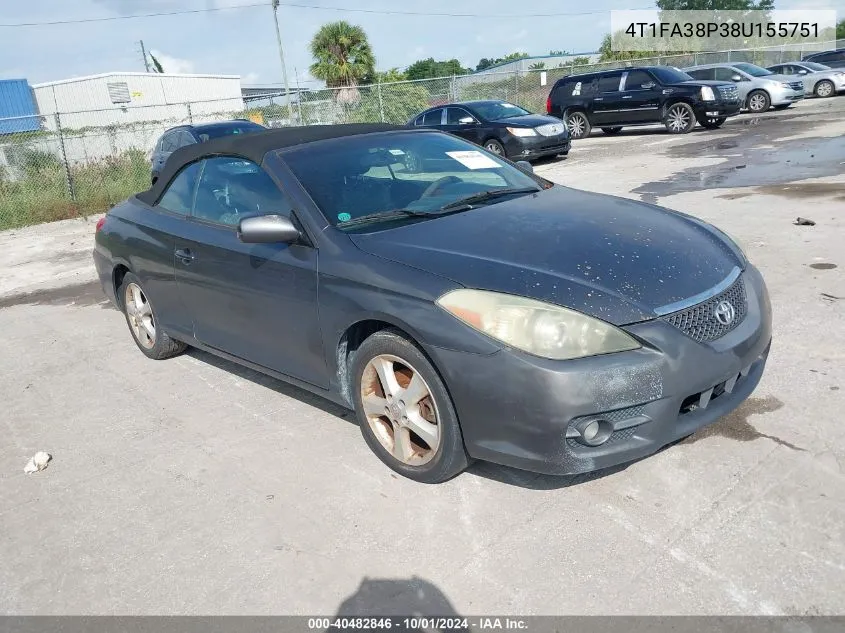 2008 Toyota Camry Solara Sle VIN: 4T1FA38P38U155751 Lot: 40482846