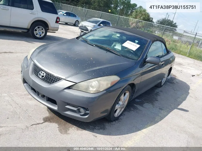 2008 Toyota Camry Solara Sle VIN: 4T1FA38P38U155751 Lot: 40482846