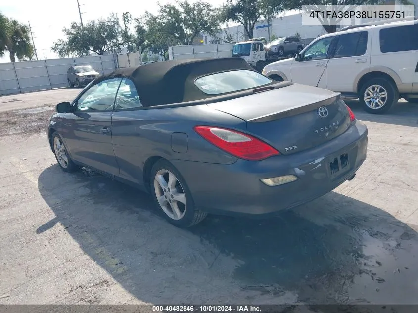 2008 Toyota Camry Solara Sle VIN: 4T1FA38P38U155751 Lot: 40482846