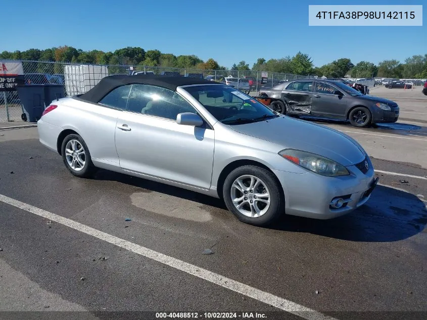 2008 Toyota Camry Solara Se VIN: 4T1FA38P98U142115 Lot: 40488512