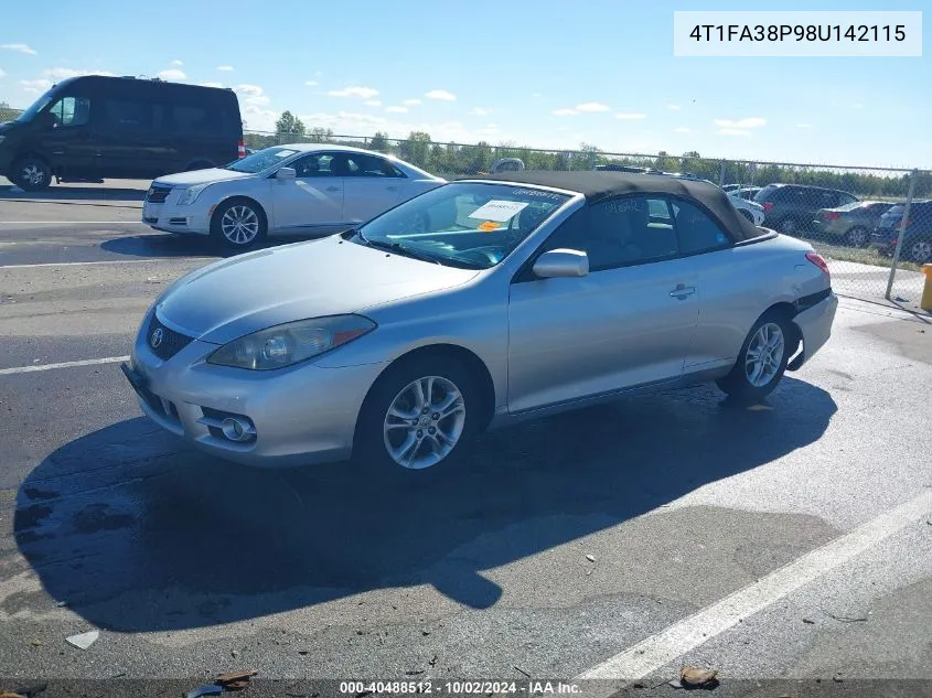 2008 Toyota Camry Solara Se VIN: 4T1FA38P98U142115 Lot: 40488512