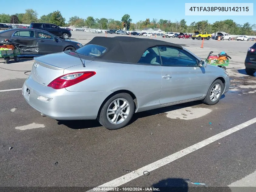 2008 Toyota Camry Solara Se VIN: 4T1FA38P98U142115 Lot: 40488512