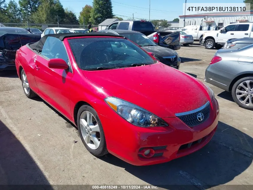 2008 Toyota Camry Solara Sle VIN: 4T1FA38P18U138110 Lot: 40515249