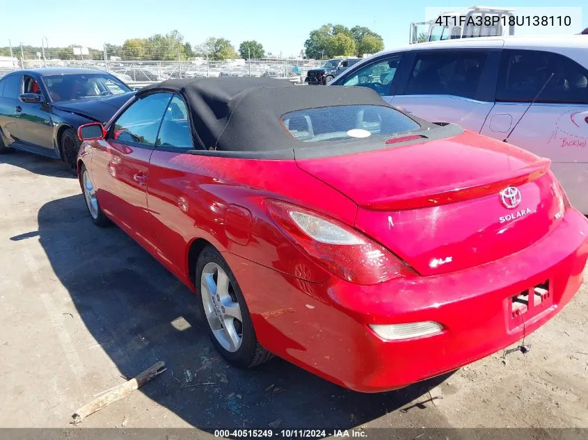 2008 Toyota Camry Solara Sle VIN: 4T1FA38P18U138110 Lot: 40515249