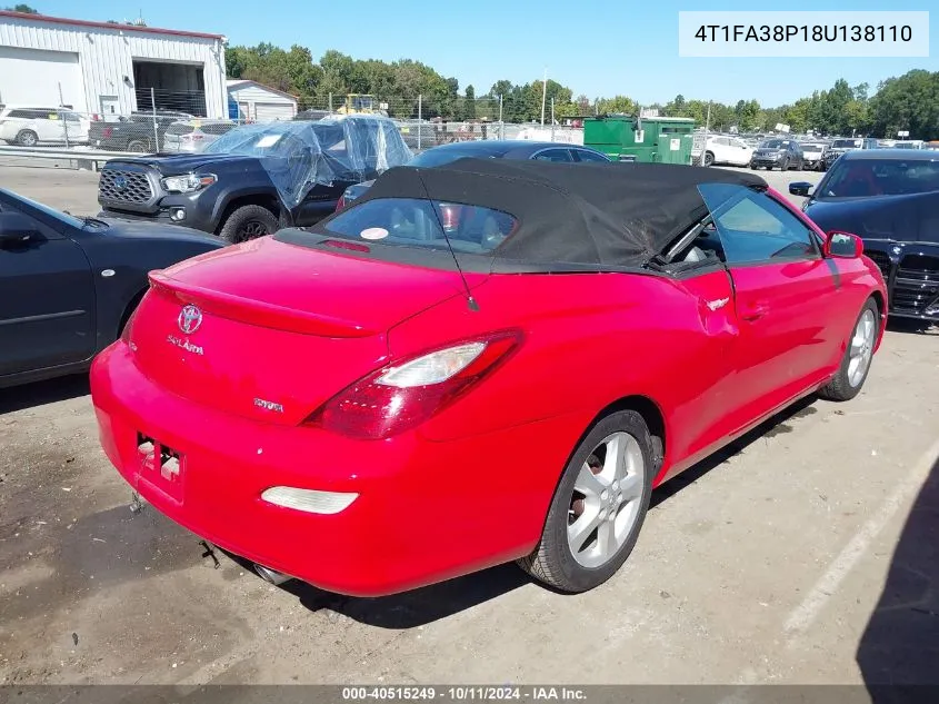 2008 Toyota Camry Solara Sle VIN: 4T1FA38P18U138110 Lot: 40515249