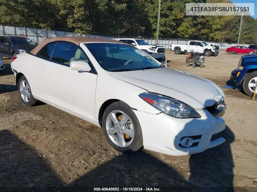 2008 Toyota Camry Solara Sle VIN: 4T1FA38P58U157551 Lot: 40640852