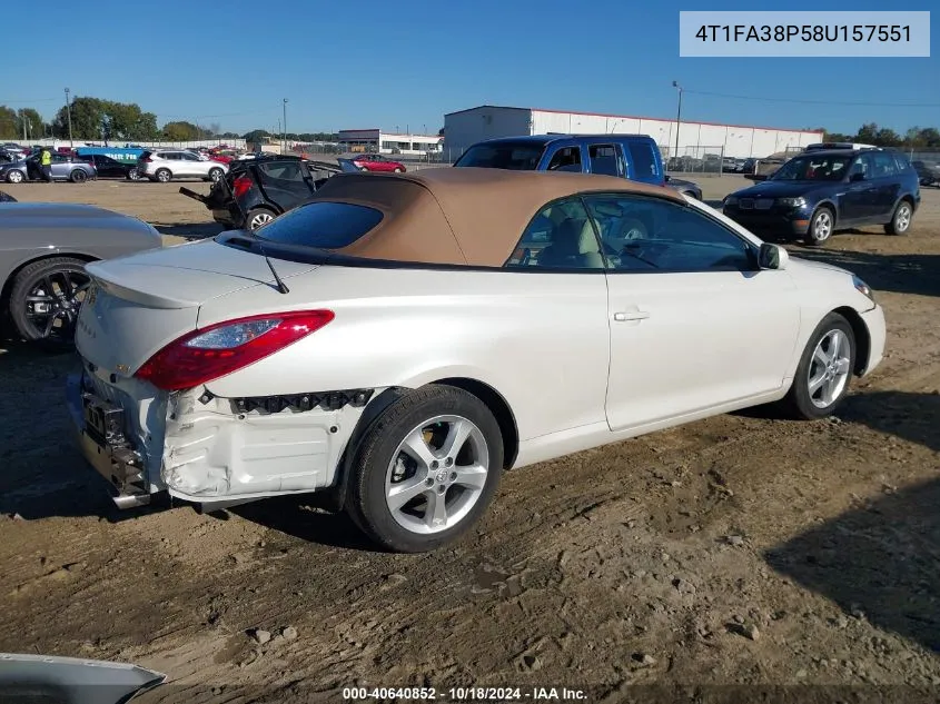 2008 Toyota Camry Solara Sle VIN: 4T1FA38P58U157551 Lot: 40640852