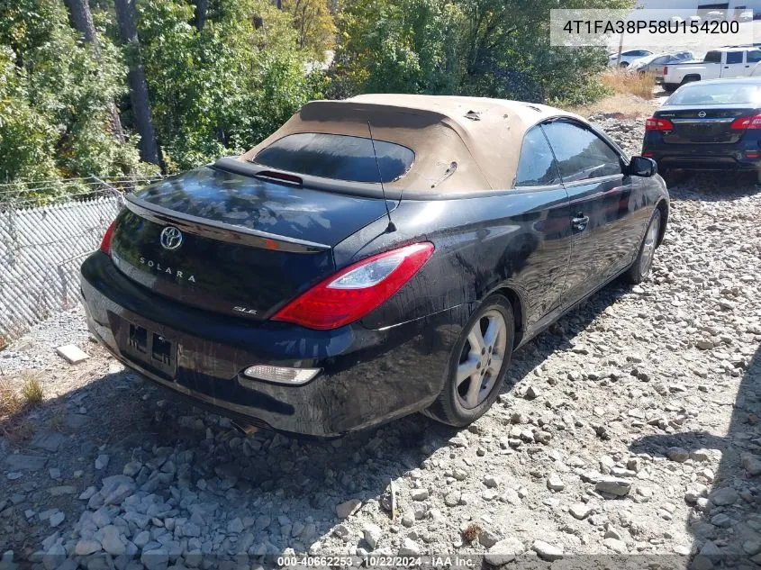 2008 Toyota Camry Solara Sle VIN: 4T1FA38P58U154200 Lot: 40662253