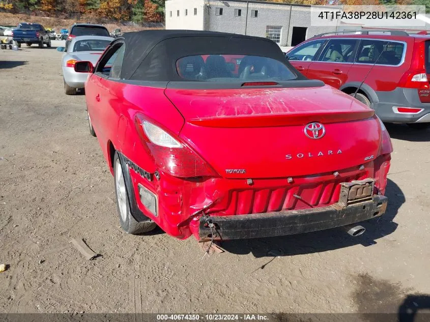 2008 Toyota Camry Solara Sle VIN: 4T1FA38P28U142361 Lot: 40674350