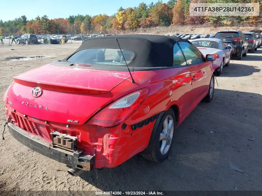 2008 Toyota Camry Solara Sle VIN: 4T1FA38P28U142361 Lot: 40674350