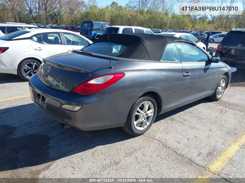 2008 Toyota Camry Solara Se VIN: 4T1FA38P98U147010 Lot: 40723235