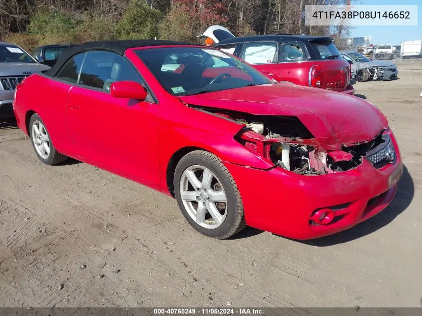 2008 Toyota Camry Solara Sle VIN: 4T1FA38P08U146652 Lot: 40765249