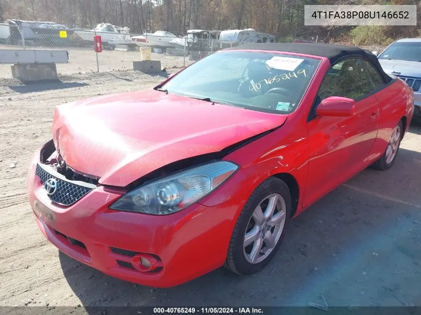 2008 Toyota Camry Solara Sle VIN: 4T1FA38P08U146652 Lot: 40765249