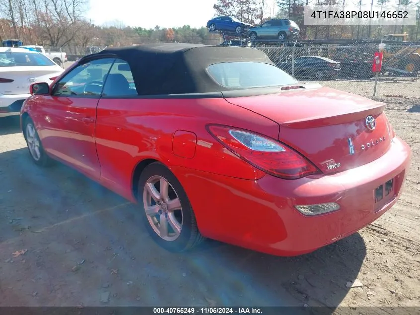 2008 Toyota Camry Solara Sle VIN: 4T1FA38P08U146652 Lot: 40765249