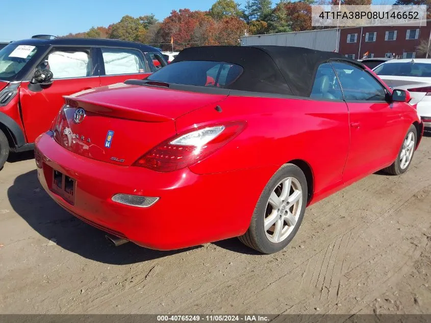 2008 Toyota Camry Solara Sle VIN: 4T1FA38P08U146652 Lot: 40765249