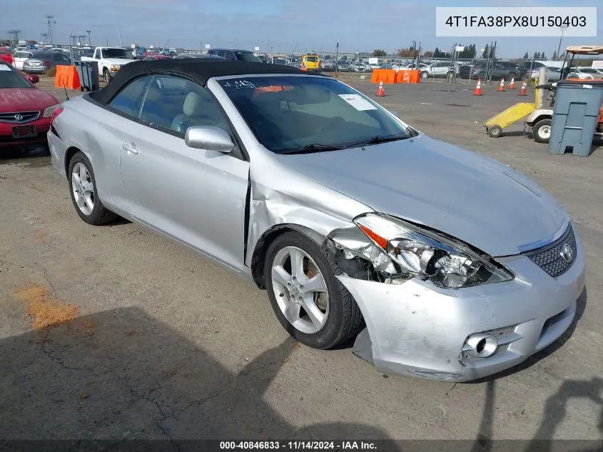 2008 Toyota Camry Solara Sle VIN: 4T1FA38PX8U150403 Lot: 40846833