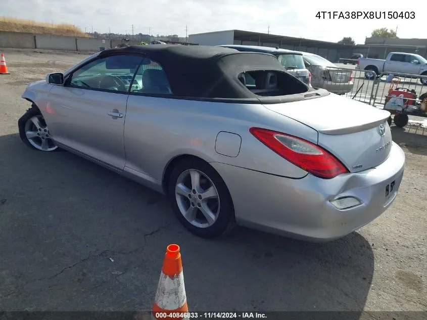 2008 Toyota Camry Solara Sle VIN: 4T1FA38PX8U150403 Lot: 40846833