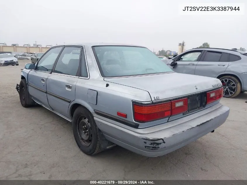 1989 Toyota Camry Le VIN: JT2SV22E3K3387944 Lot: 40221679