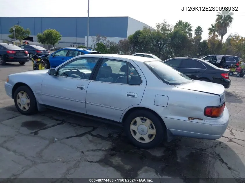 1995 Toyota Camry Le VIN: JT2GK12E2S0093932 Lot: 40774483