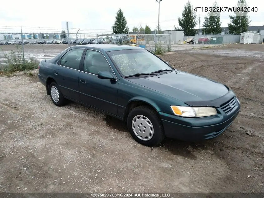 1998 Toyota Camry Ce/Le/Xle VIN: 4T1BG22K7WU842040 Lot: 12075029