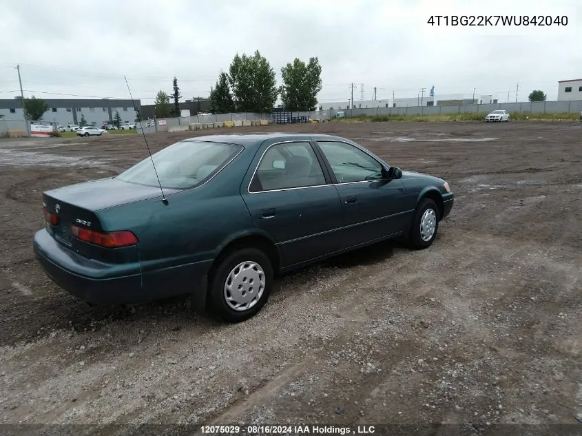 1998 Toyota Camry Ce/Le/Xle VIN: 4T1BG22K7WU842040 Lot: 12075029