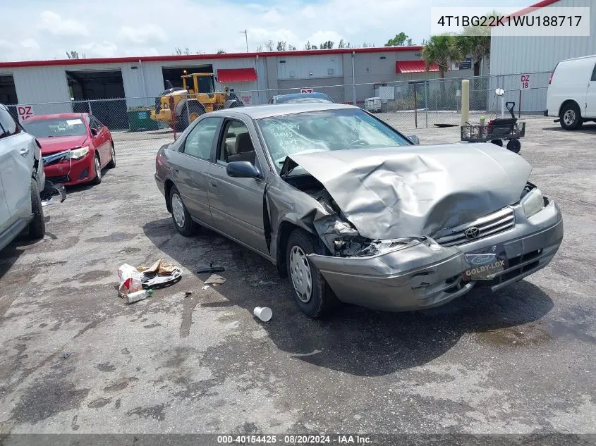 1998 Toyota Camry Le VIN: 4T1BG22K1WU188717 Lot: 40154425