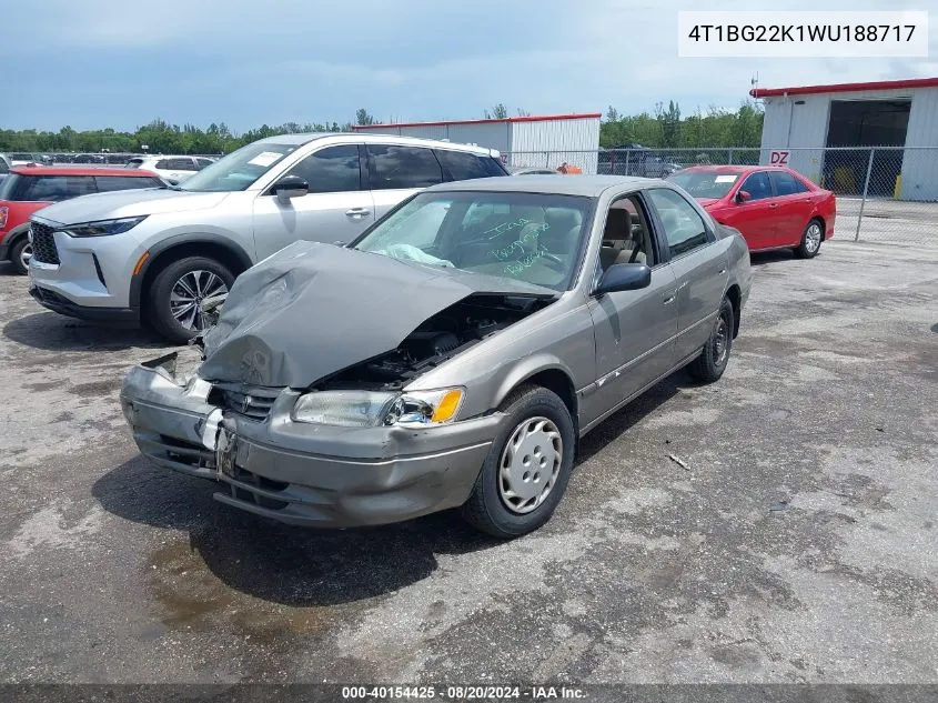 1998 Toyota Camry Le VIN: 4T1BG22K1WU188717 Lot: 40154425