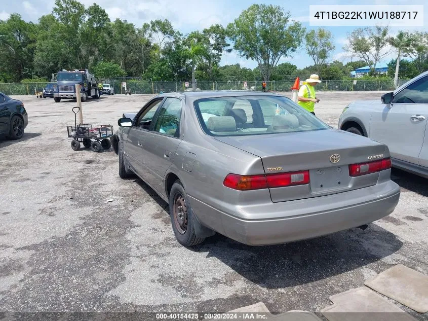 1998 Toyota Camry Le VIN: 4T1BG22K1WU188717 Lot: 40154425