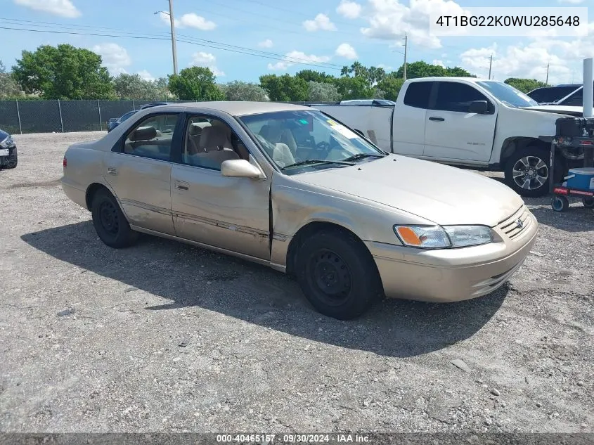 1998 Toyota Camry Le VIN: 4T1BG22K0WU285648 Lot: 40465157