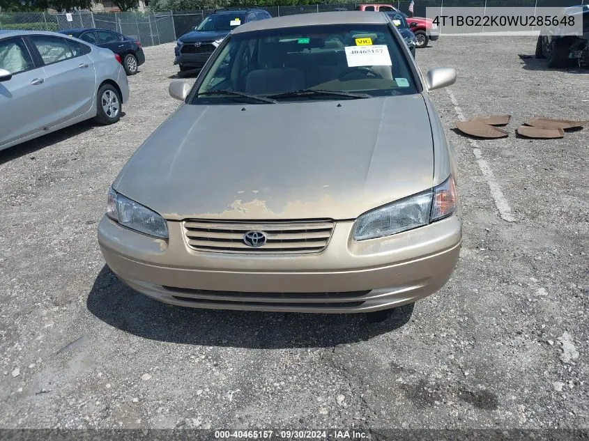 1998 Toyota Camry Le VIN: 4T1BG22K0WU285648 Lot: 40465157