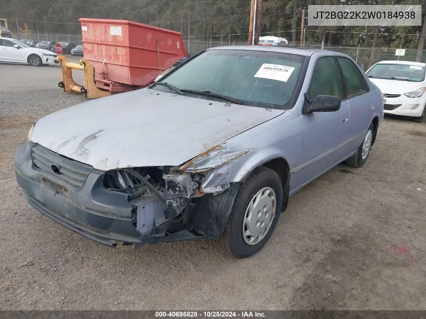 1998 Toyota Camry Le VIN: JT2BG22K2W0184938 Lot: 40695828