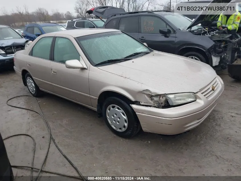 1998 Toyota Camry Le VIN: 4T1BG22K7WU380711 Lot: 40820585