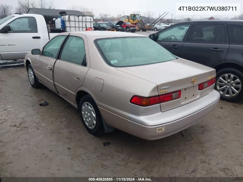 1998 Toyota Camry Le VIN: 4T1BG22K7WU380711 Lot: 40820585