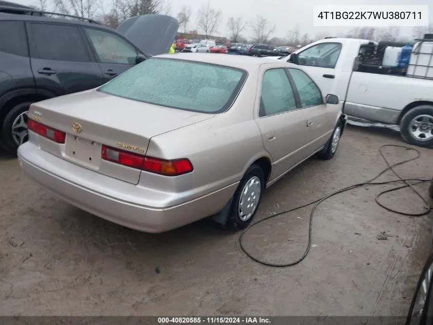 1998 Toyota Camry Le VIN: 4T1BG22K7WU380711 Lot: 40820585