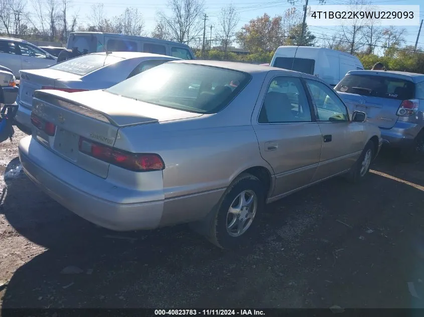 1998 Toyota Camry Le VIN: 4T1BG22K9WU229093 Lot: 40823783