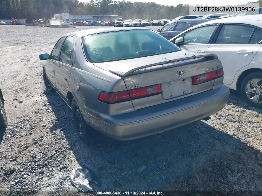 1998 Toyota Camry Le V6 VIN: JT2BF28K3W0139906 Lot: 40865438