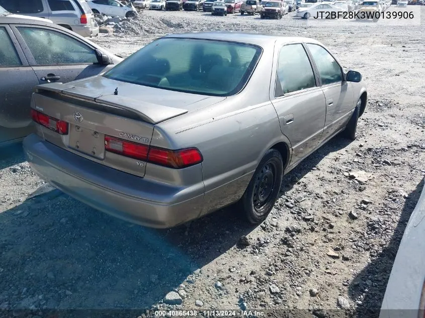 1998 Toyota Camry Le V6 VIN: JT2BF28K3W0139906 Lot: 40865438