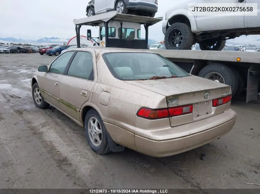 1999 Toyota Camry Le/Xle VIN: JT2BG22K0X0275658 Lot: 12123673