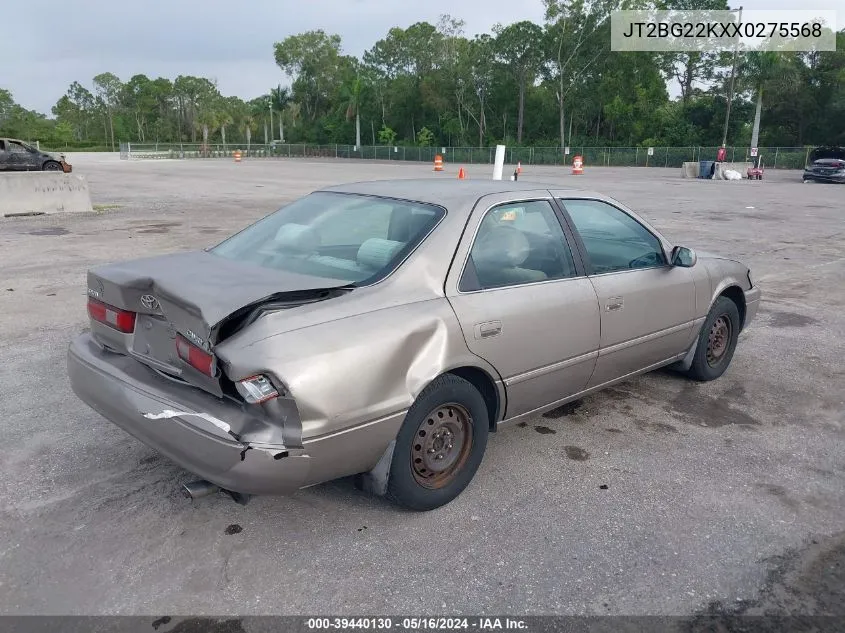 1999 Toyota Camry Le VIN: JT2BG22KXX0275568 Lot: 39440130