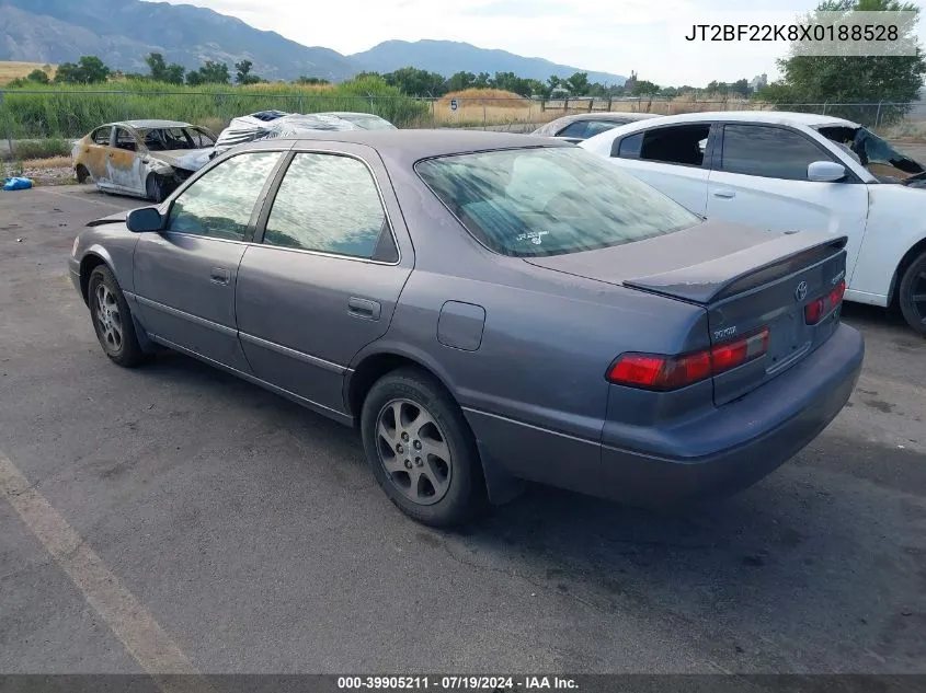 1999 Toyota Camry Le V6 VIN: JT2BF22K8X0188528 Lot: 39905211