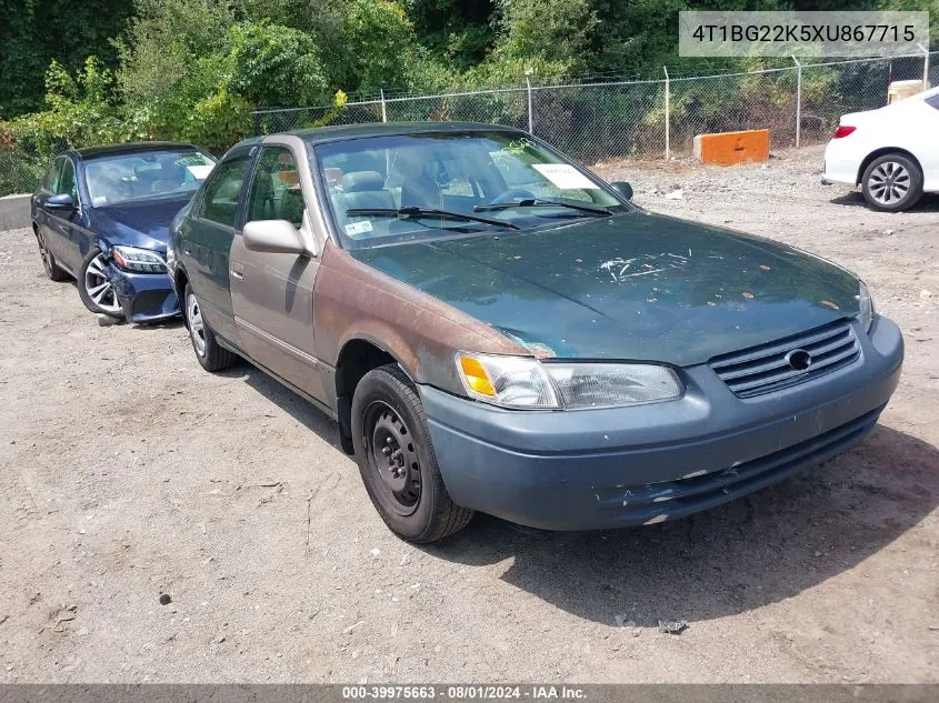 1999 Toyota Camry Le VIN: 4T1BG22K5XU867715 Lot: 39975663