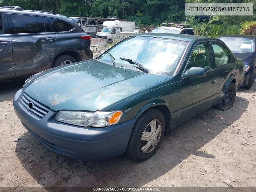 1999 Toyota Camry Le VIN: 4T1BG22K5XU867715 Lot: 39975663