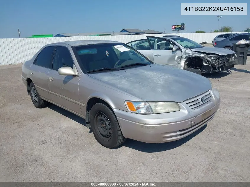 1999 Toyota Camry Ce VIN: 4T1BG22K2XU416158 Lot: 40060980