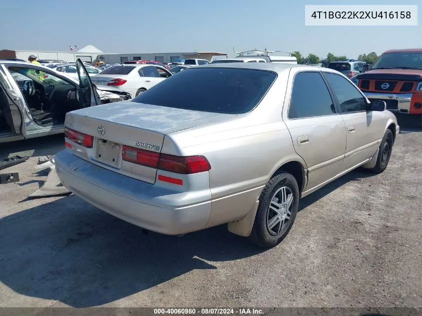 1999 Toyota Camry Ce VIN: 4T1BG22K2XU416158 Lot: 40060980