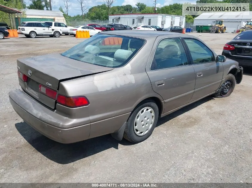 1999 Toyota Camry Le VIN: 4T1BG22K9XU412415 Lot: 40074771