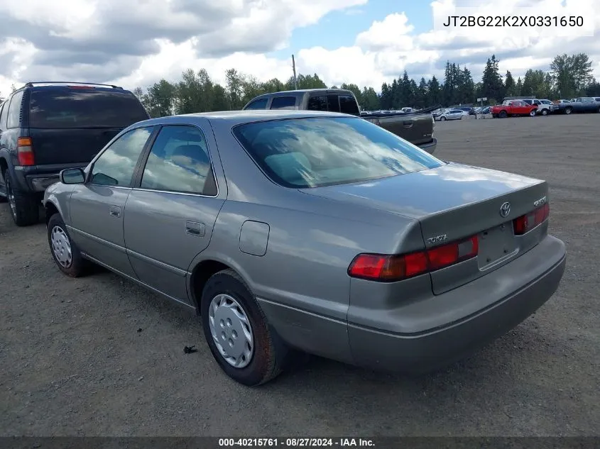 1999 Toyota Camry Le VIN: JT2BG22K2X0331650 Lot: 40215761