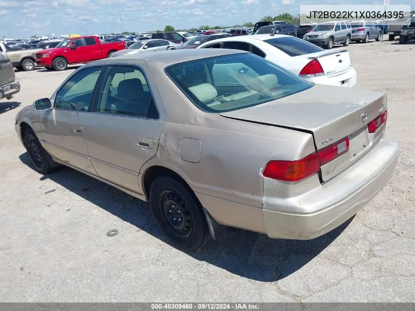 1999 Toyota Camry Le VIN: JT2BG22K1X0364395 Lot: 40309460